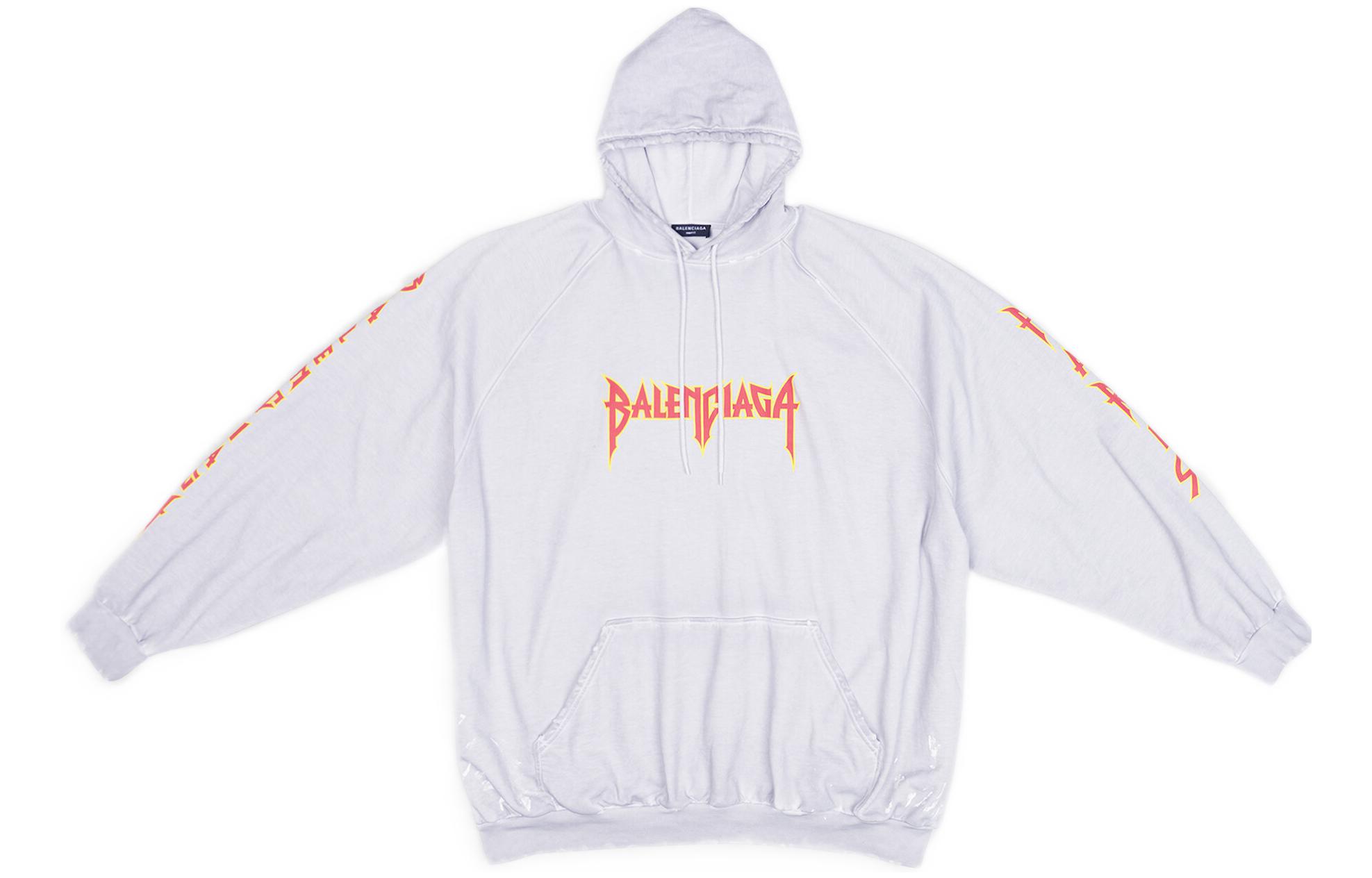 Balenciaga  Oversized Logo Print Gray Hoodie 697879TMV890901