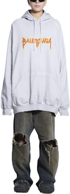 巴黎世家灰色宽松版印花连帽衫 697879TMV890901 Shop 巴黎世家灰色宽松版印花连帽衫 697879TMV890901