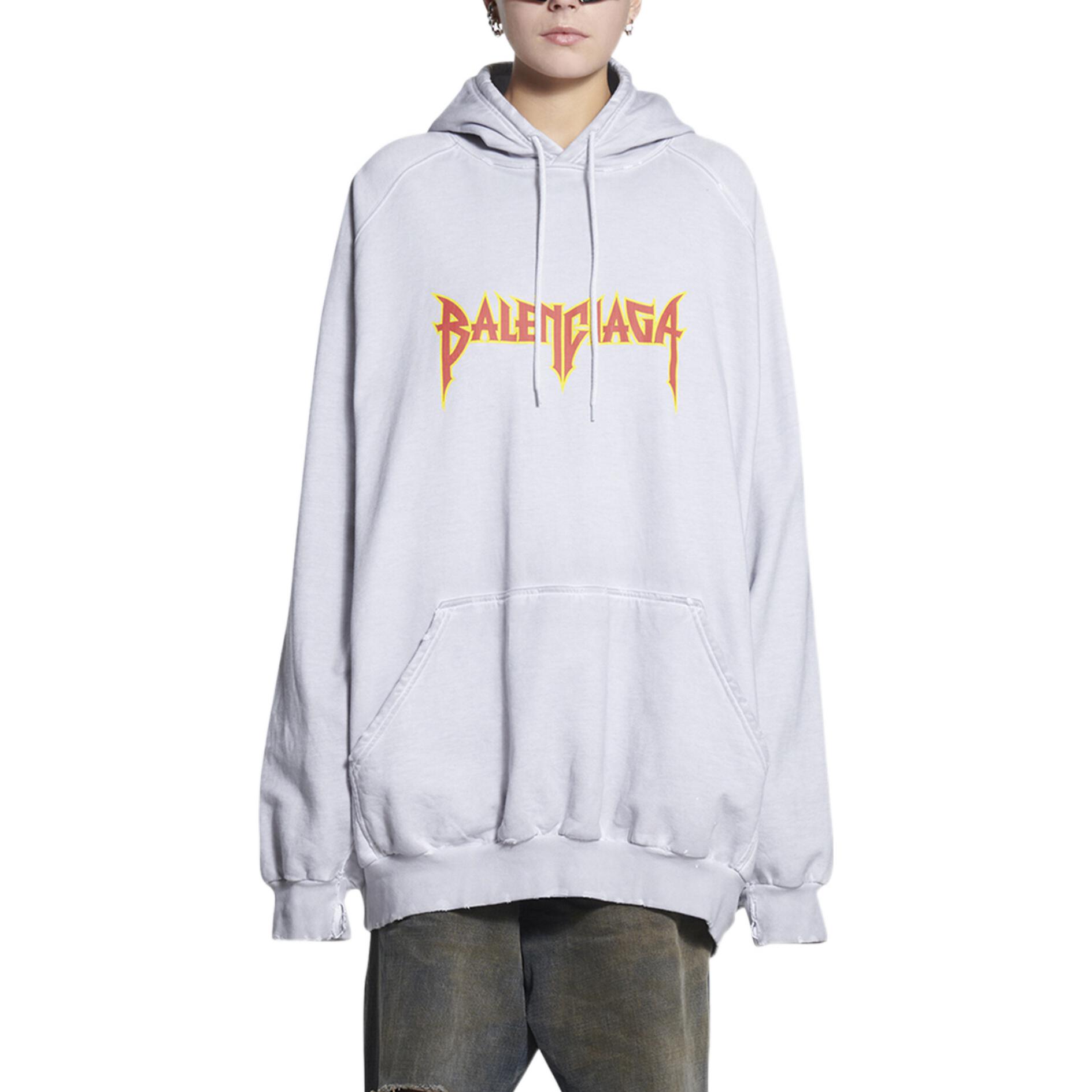 Purchase 巴黎世家灰色宽松版印花连帽衫 697879TMV890901