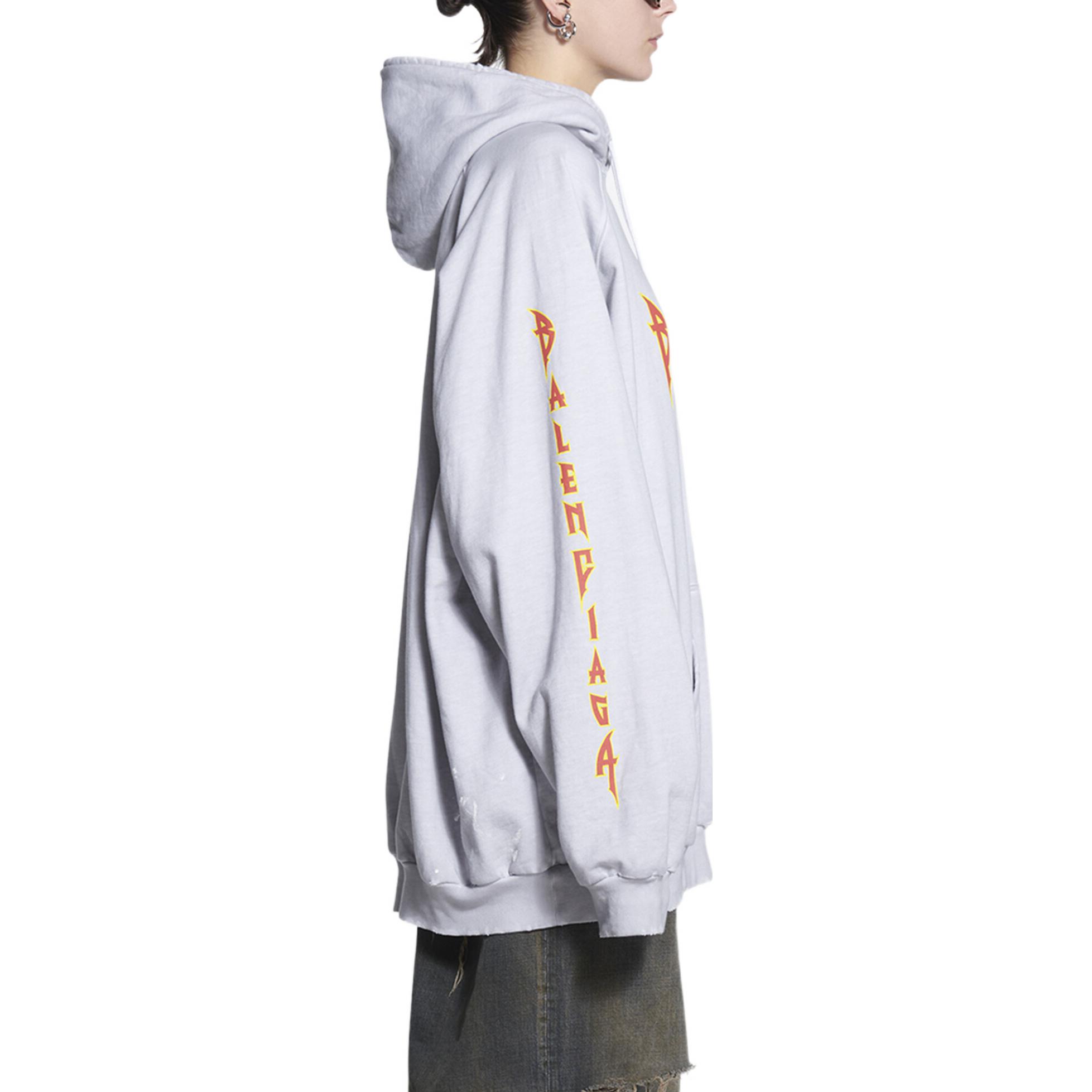 Sizing 巴黎世家灰色宽松版印花连帽衫 697879TMV890901