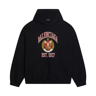 Balenciaga Oversized Logo Print Hoodie Black. 674986TLV901076