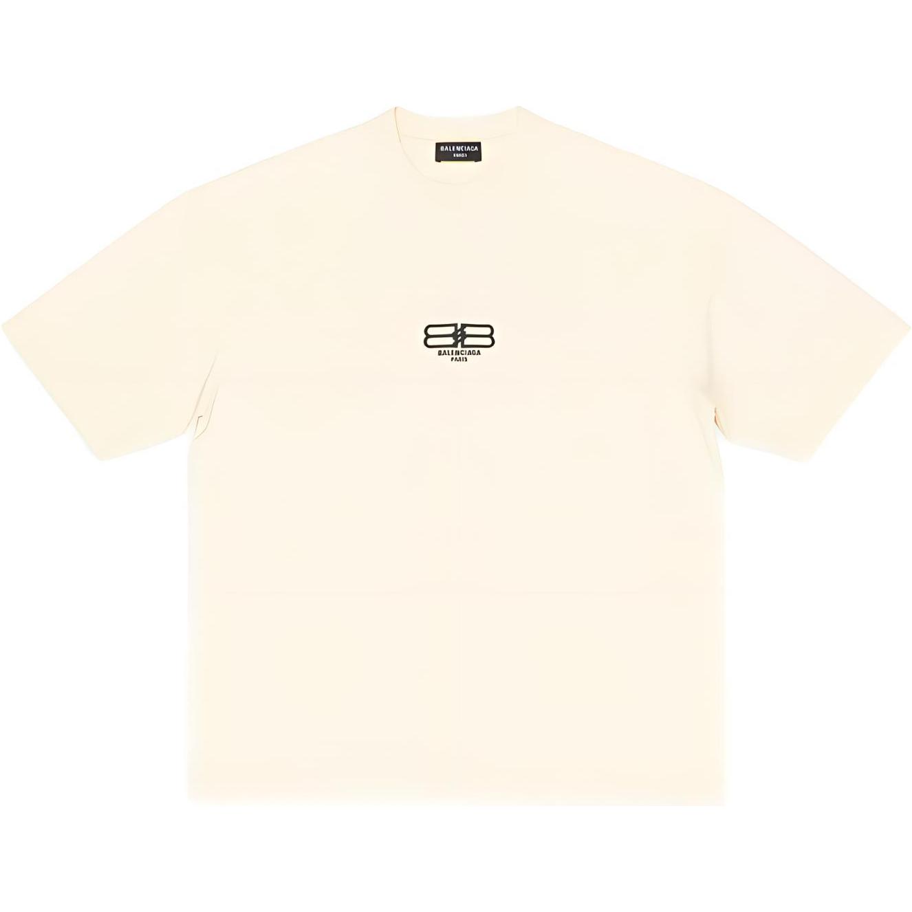 Balenciaga  Oversized Logo Print T-Shirt Light Beige Regular Fit. 612966TMVG79069