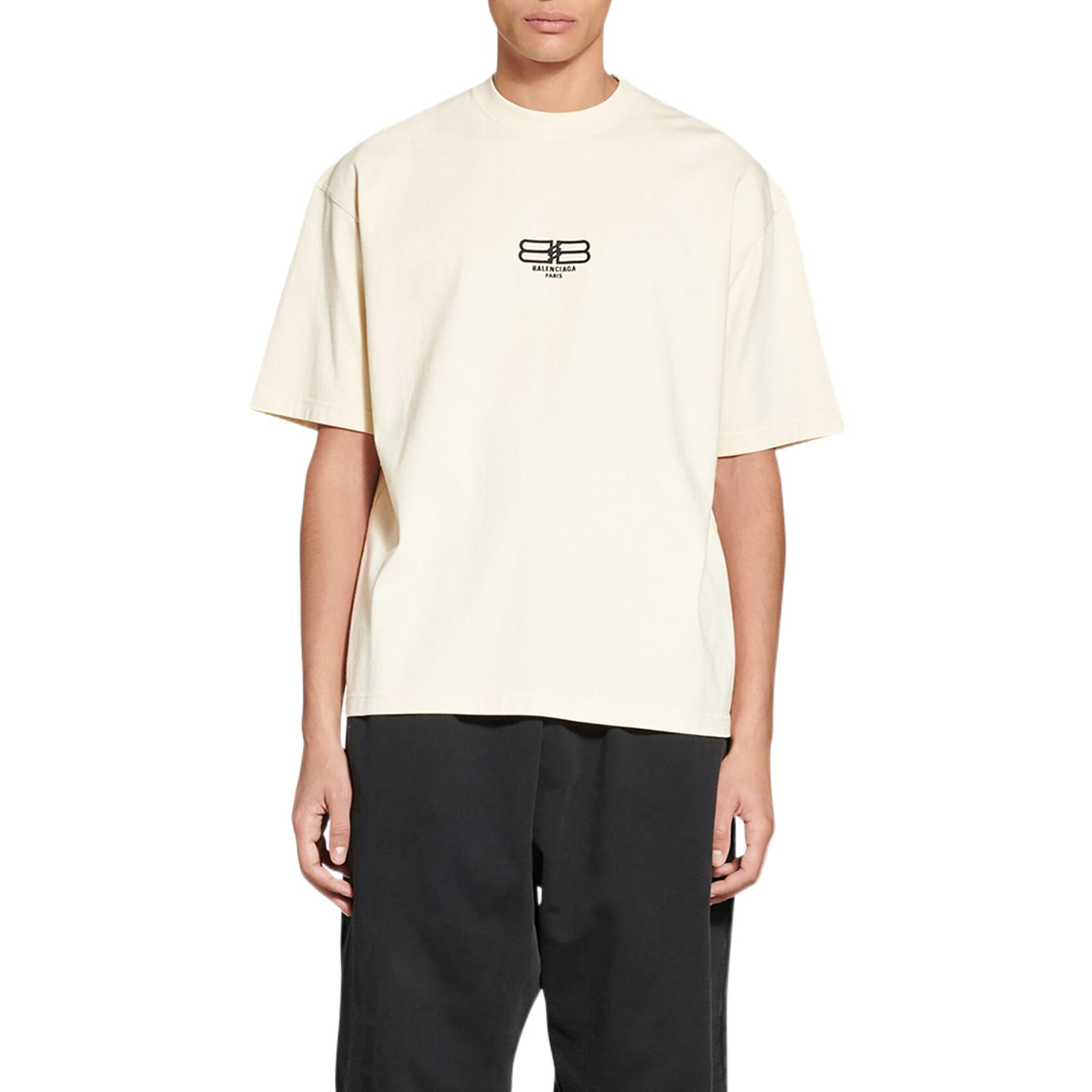 Balenciaga  Oversized Logo Print T-Shirt Light Beige Regular Fit. 612966TMVG79069 圖 6