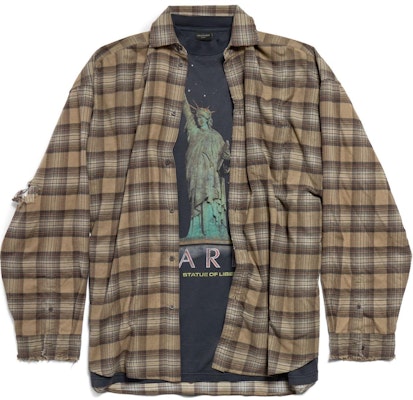 Balenciaga Oversized Plaid Distressed Long-Sleeve Shirt Deep Green. 794656TQM202880 Order Balenciaga Oversized Plaid Distressed Long-Sleeve Shirt Deep Green. 794656TQM202880