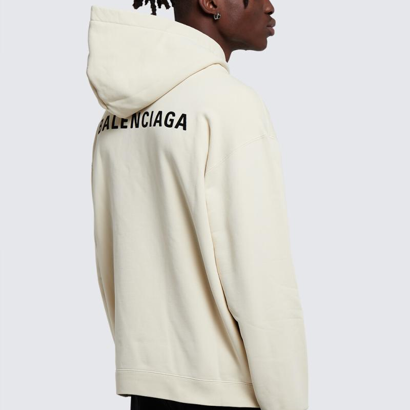 Sizing Balenciaga  Oversized Pullover Hoodie White with Zippered Pockets 600583TMVF5-9069