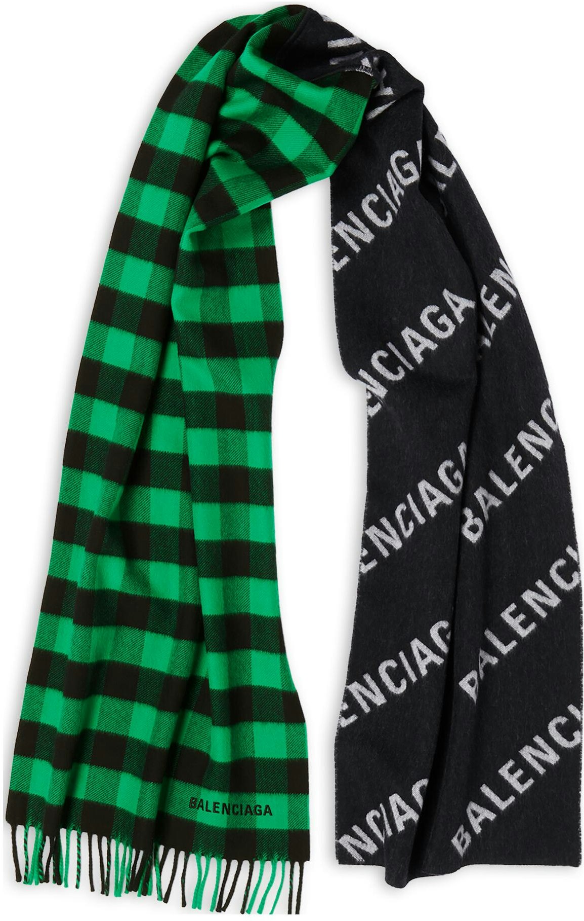 balenciaga-plaid-fringe-logo-print-knit-scarf-697735421-b01066