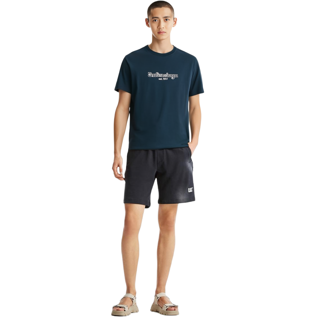 Balenciaga  Plain Logo Print Casual T-Shirt Blue Regular Fit. 583214TFV448502 圖 3