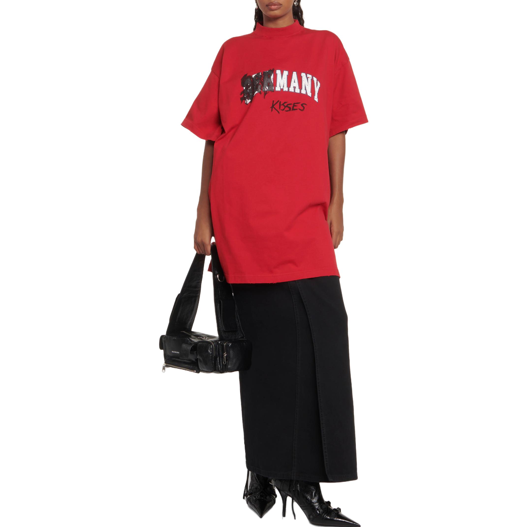 Balenciaga  Red Letter Print High Collar Short Sleeve T-Shirt. 739028TPVE26303 圖 3