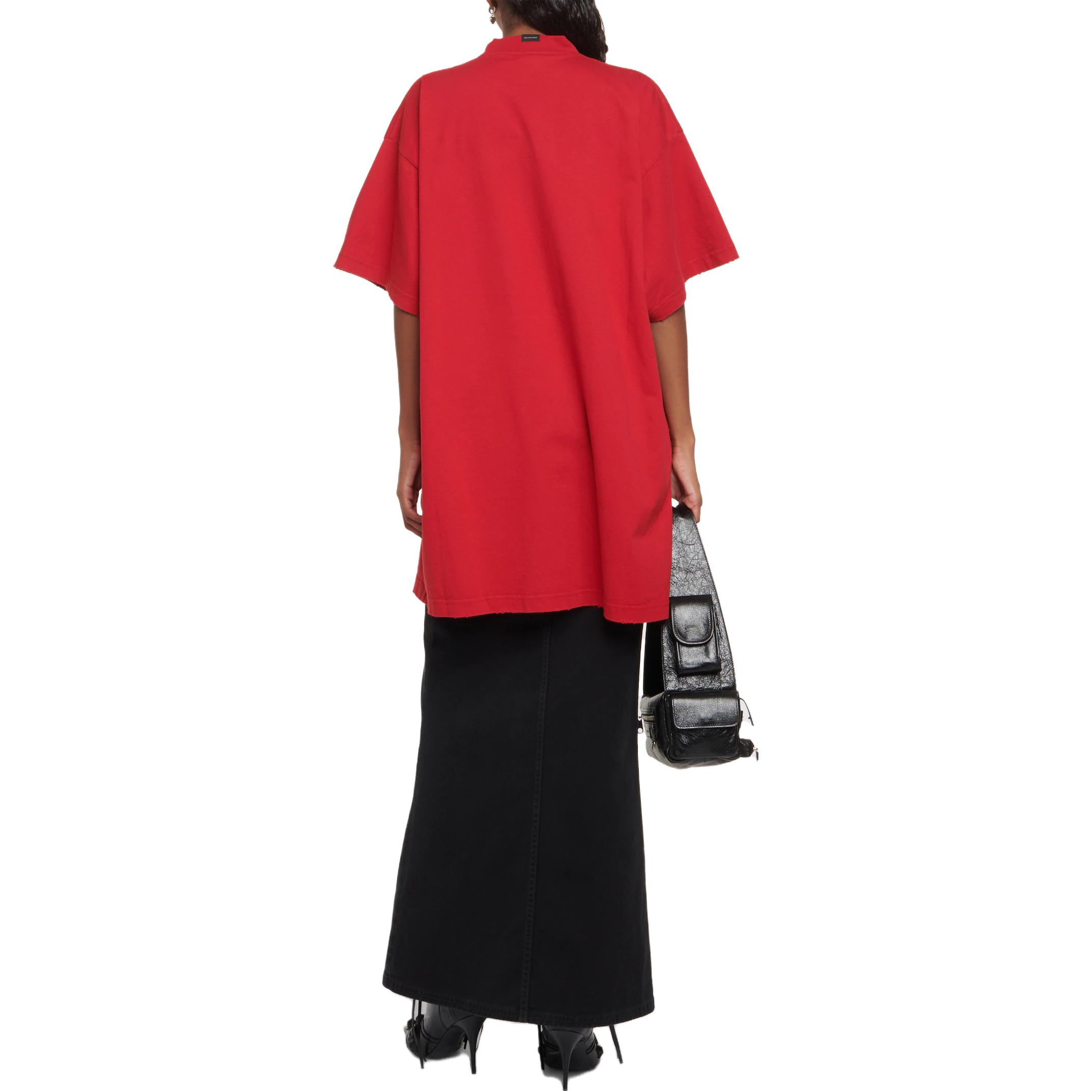 Balenciaga  Red Letter Print High Collar Short Sleeve T-Shirt. 739028TPVE26303 圖 4