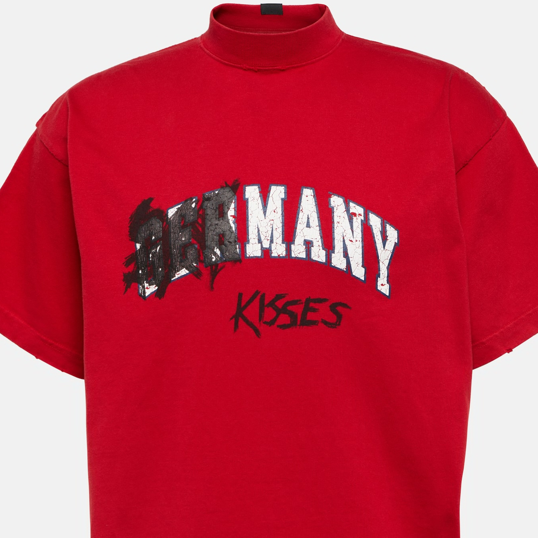 Balenciaga  Red Letter Print High Collar Short Sleeve T-Shirt. 739028TPVE26303 圖 5