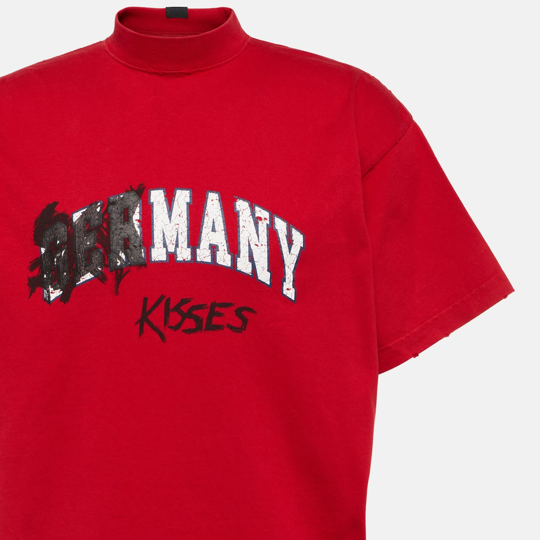 Balenciaga  Red Letter Print High Collar Short Sleeve T-Shirt. 739028TPVE26303 圖 6