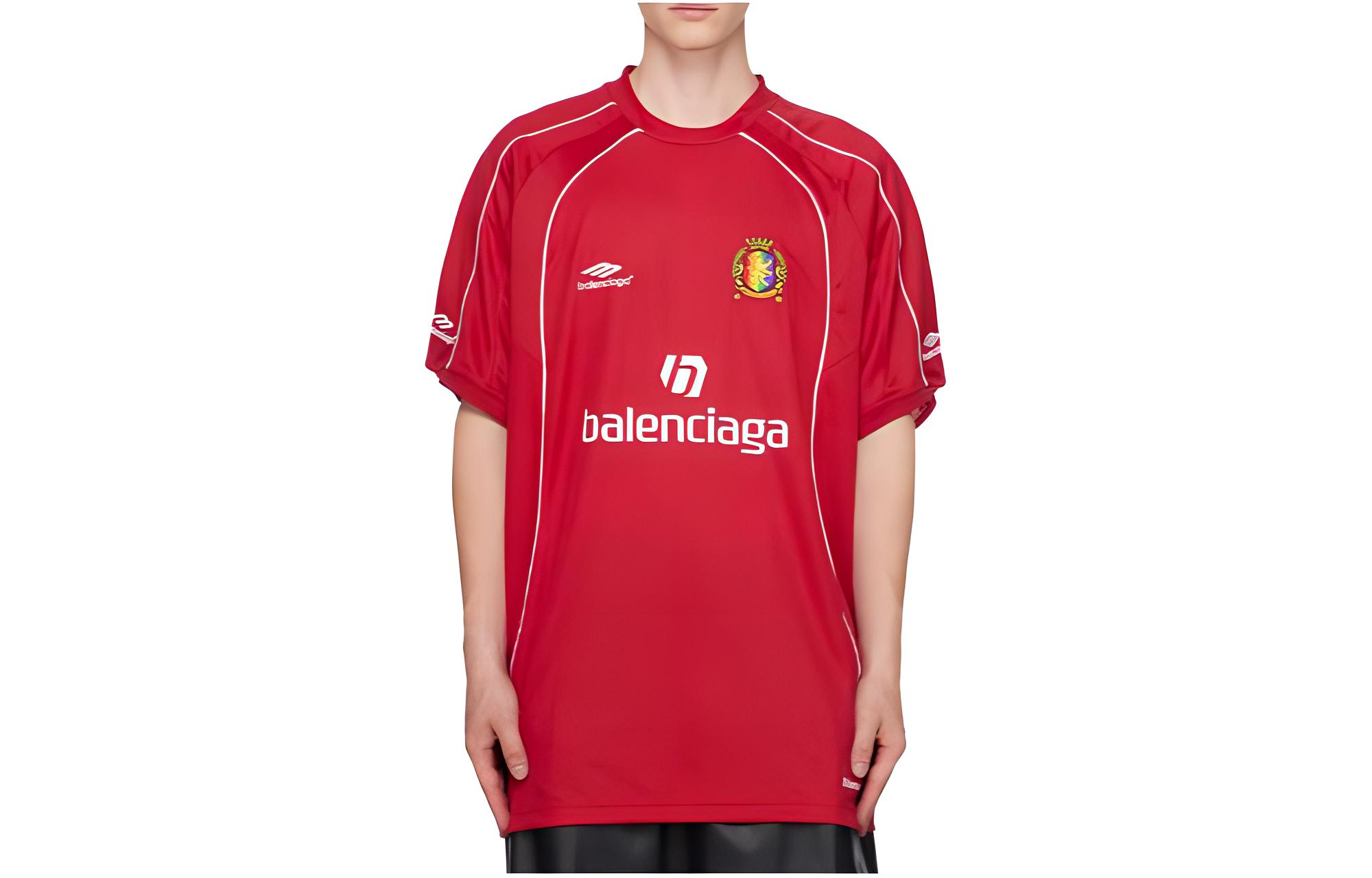 Balenciaga  Red Logo Print Crewneck T-Shirt Regular Fit. 767884TPVG26540