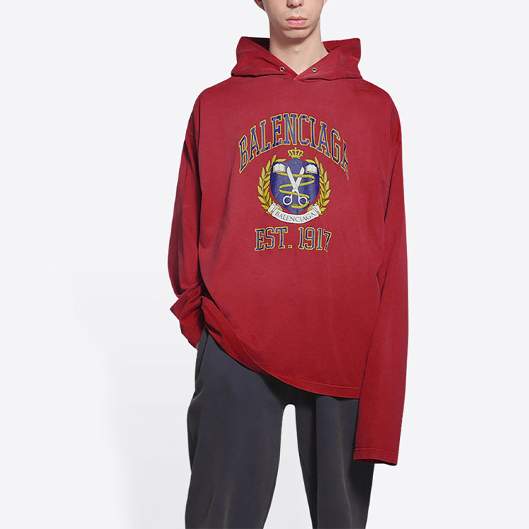 Balenciaga  Red Logo Print Hoodie Loose Fit Long Sleeve Sweatshirt. 674685TLV896163 圖 7