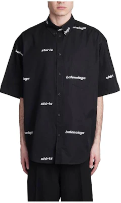 Balenciaga Kemeja Hitam Lengan Pendek Logo Print Regular Fit. 681702TOL651070 Order Balenciaga Kemeja Hitam Lengan Pendek Logo Print Regular Fit. 681702TOL651070