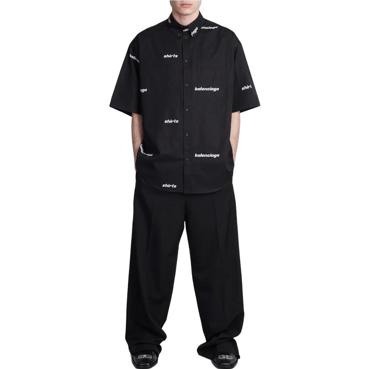 Balenciaga  Regular Fit Logo Print Short Sleeve Shirt - Black. 681702TOL651070 圖 3