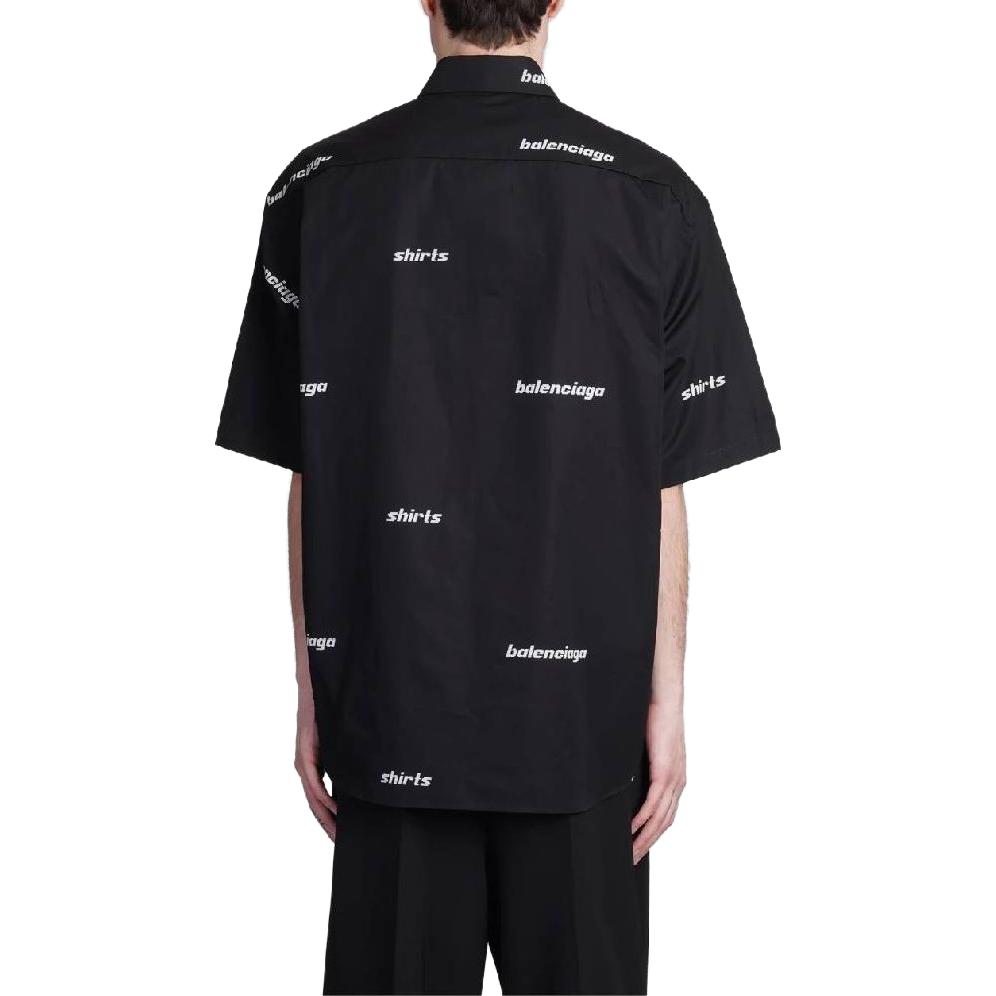 Balenciaga  Regular Fit Logo Print Short Sleeve Shirt - Black. 681702TOL651070 圖 4