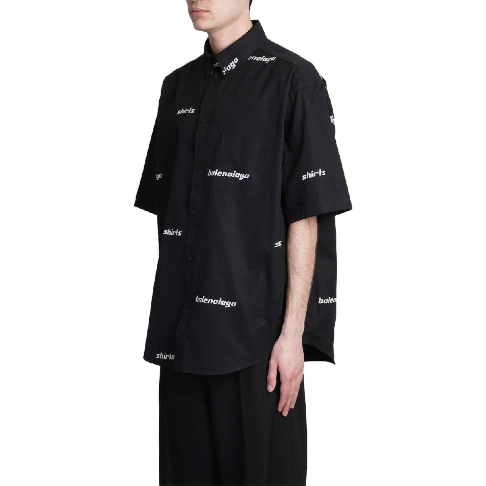 Balenciaga  Regular Fit Logo Print Short Sleeve Shirt - Black. 681702TOL651070 圖 5