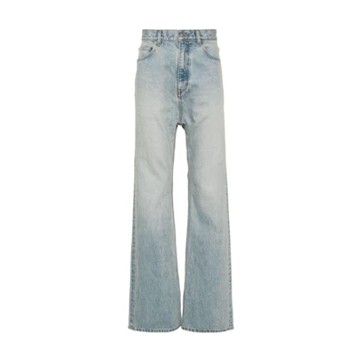 Balenciaga Regular Fit Washed Zipper Closure Jeans in Light Indigo. 773760TJW794076