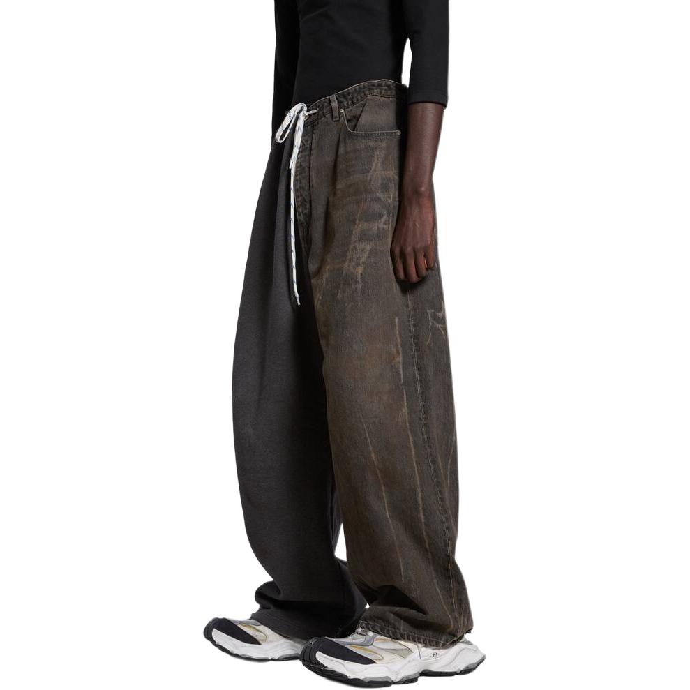 Sizing Balenciaga Celana Santai Fit Longgar Tali Pinggang Coklat Tua. 786646TBP475964