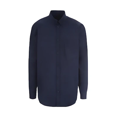 Balenciaga Relaxed Fit Printed Long Sleeve Shirt Blue 621924TIM394100