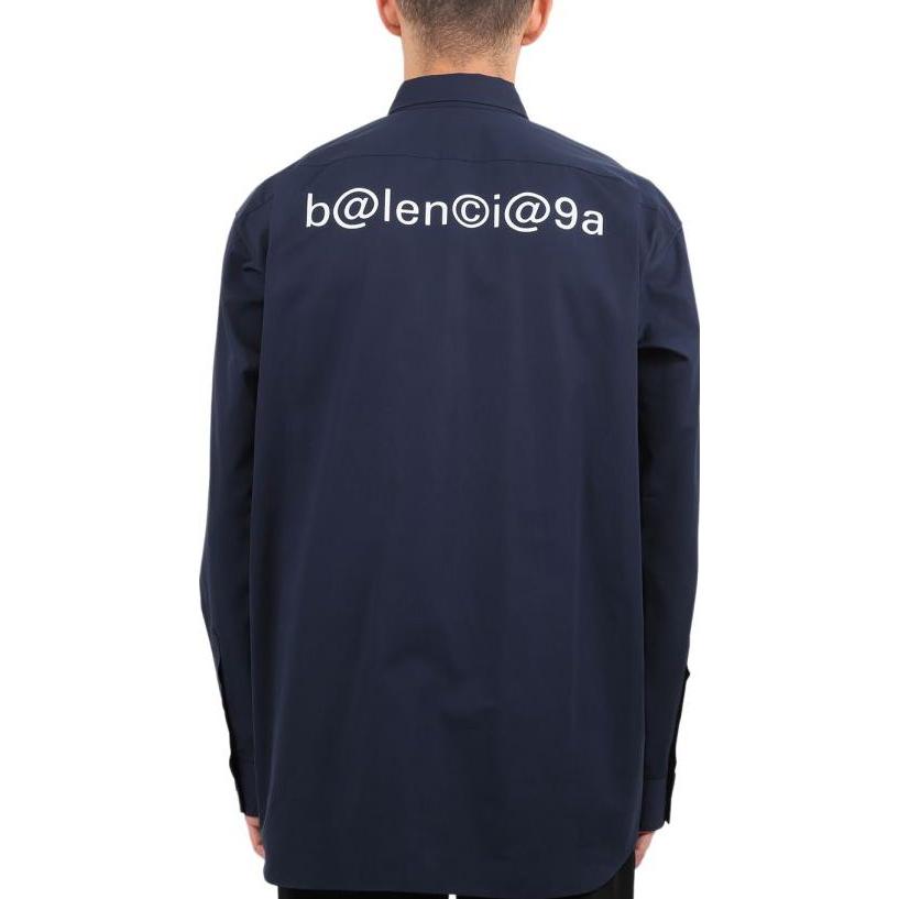 Purchase 발렌시아가 릴랙스핏 프린트 긴팔 셔츠 블루 621924TIM394100