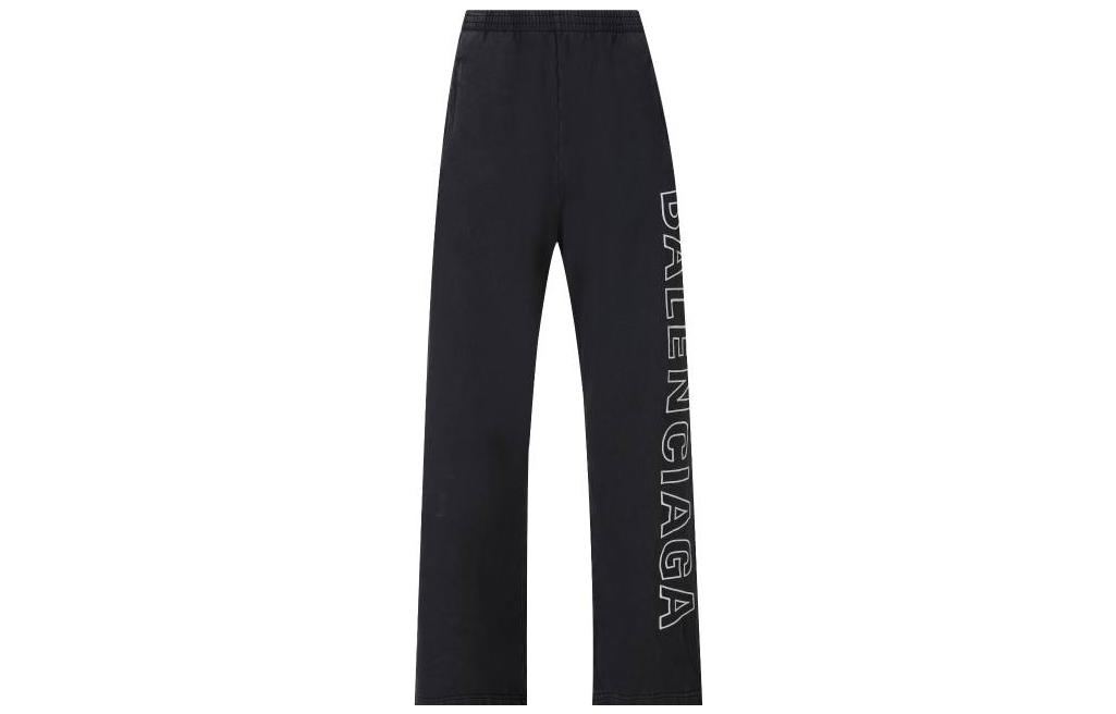 Balenciaga  Relaxed Fit Straight-Leg Elastic Casual Pants Black. 755118TOVV29034