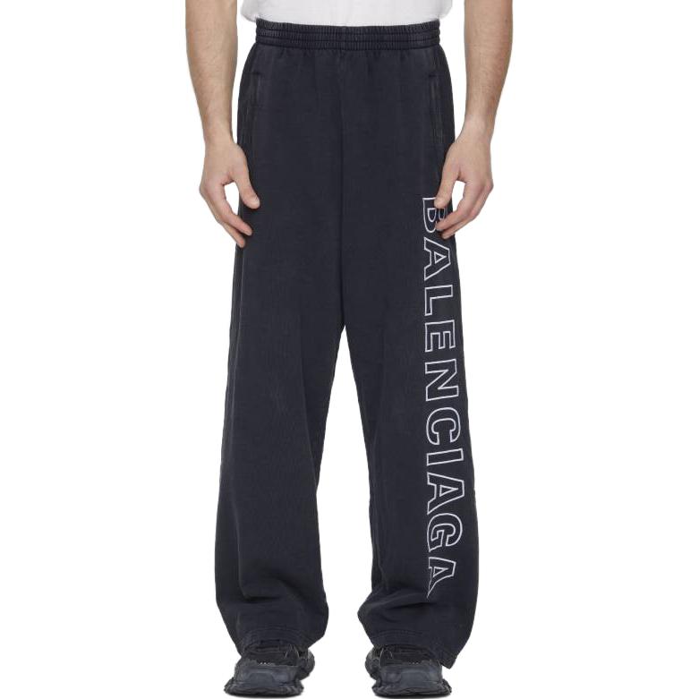 Shop 巴黎世家 寬鬆直筒彈性休閒長褲 黑色 755118TOVV29034