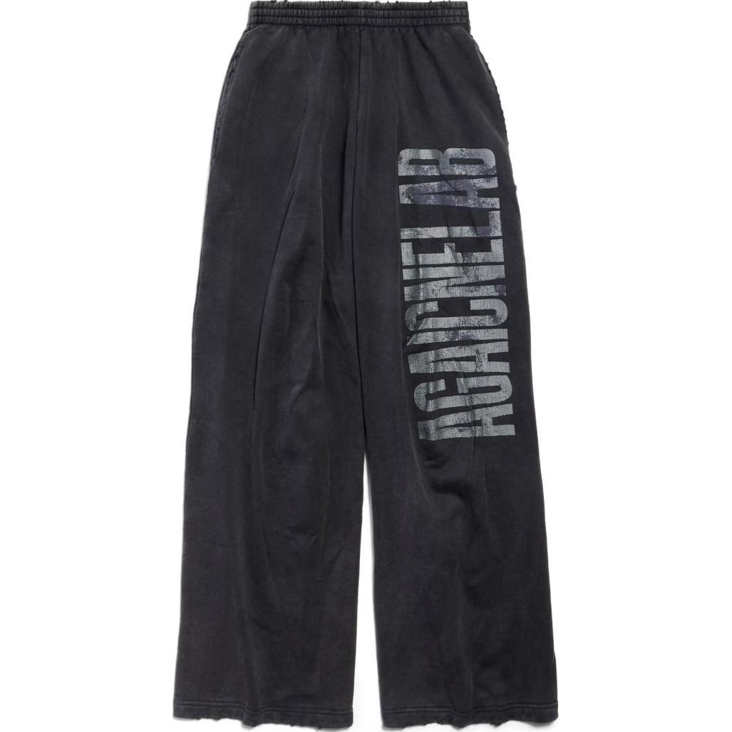 Buy 巴黎世家宽松版印花针织运动裤黑色 803266TRVA21576