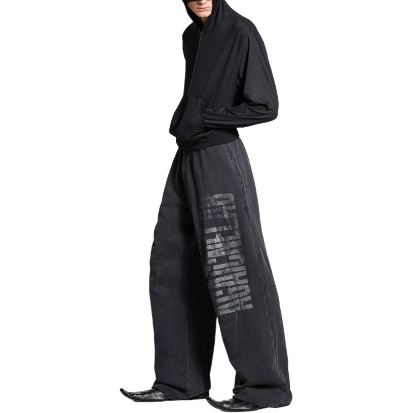 Shop 巴黎世家宽松版印花针织运动裤黑色 803266TRVA21576