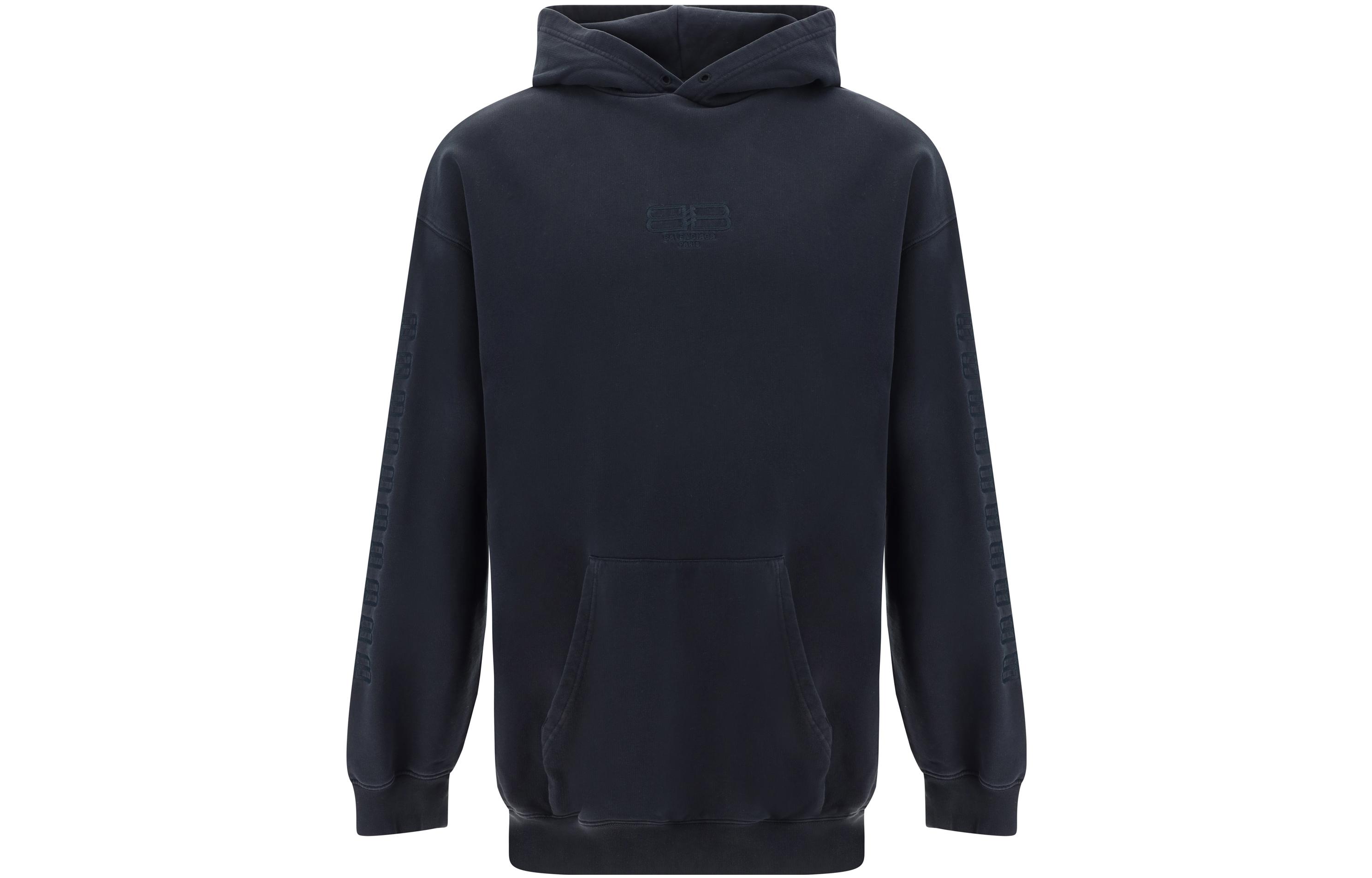 Balenciaga  Solid Color Pullover Hoodie Black 570811TMVG68190