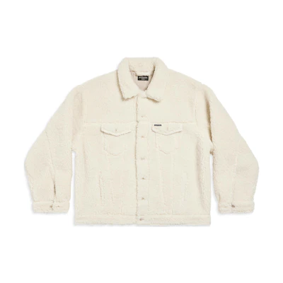 Balenciaga Solid Color Square Neck Button Long Sleeve Jacket - Off White 774376TMQ269002