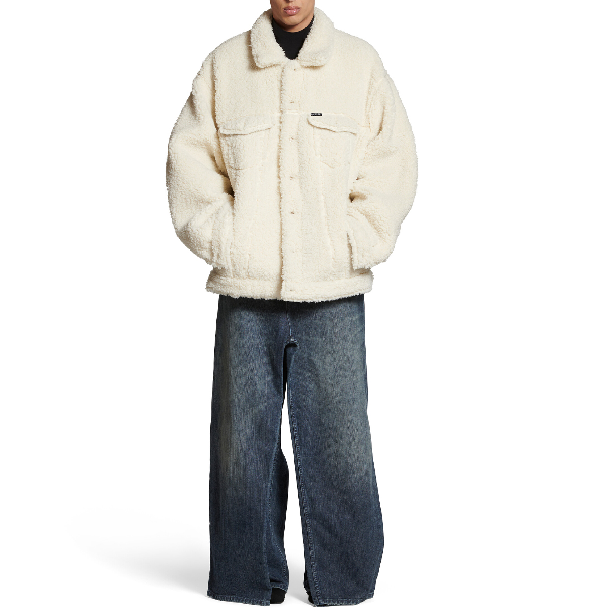 Balenciaga  Solid Color Square Neck Button Long Sleeve Jacket - Off White 774376TMQ269002 圖 4