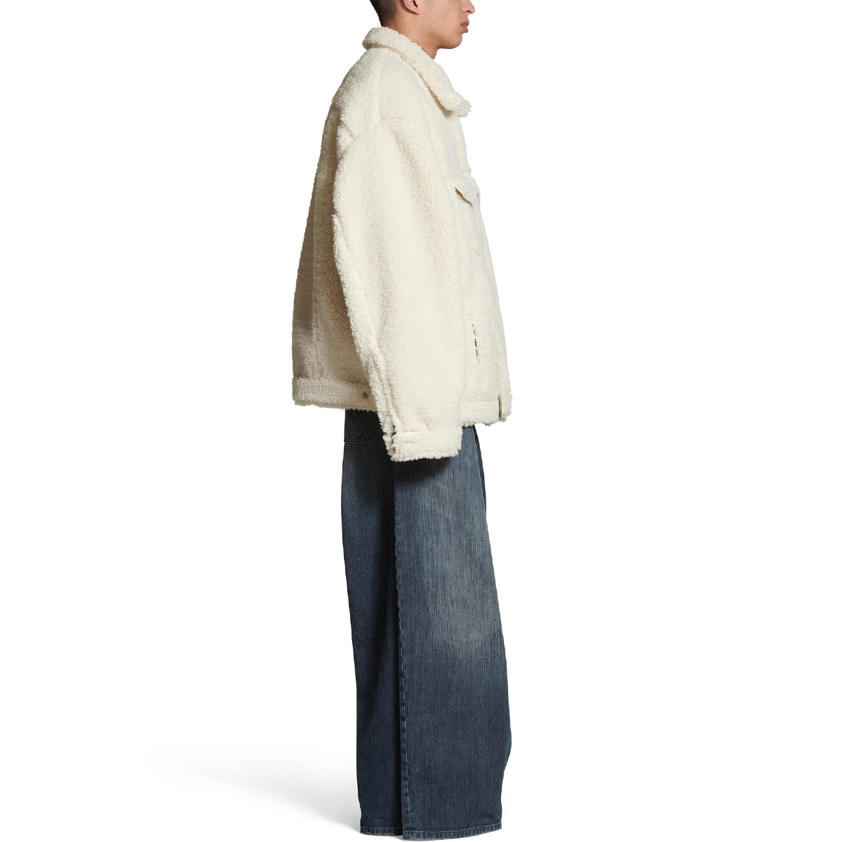 Balenciaga  Solid Color Square Neck Button Long Sleeve Jacket - Off White 774376TMQ269002 圖 6