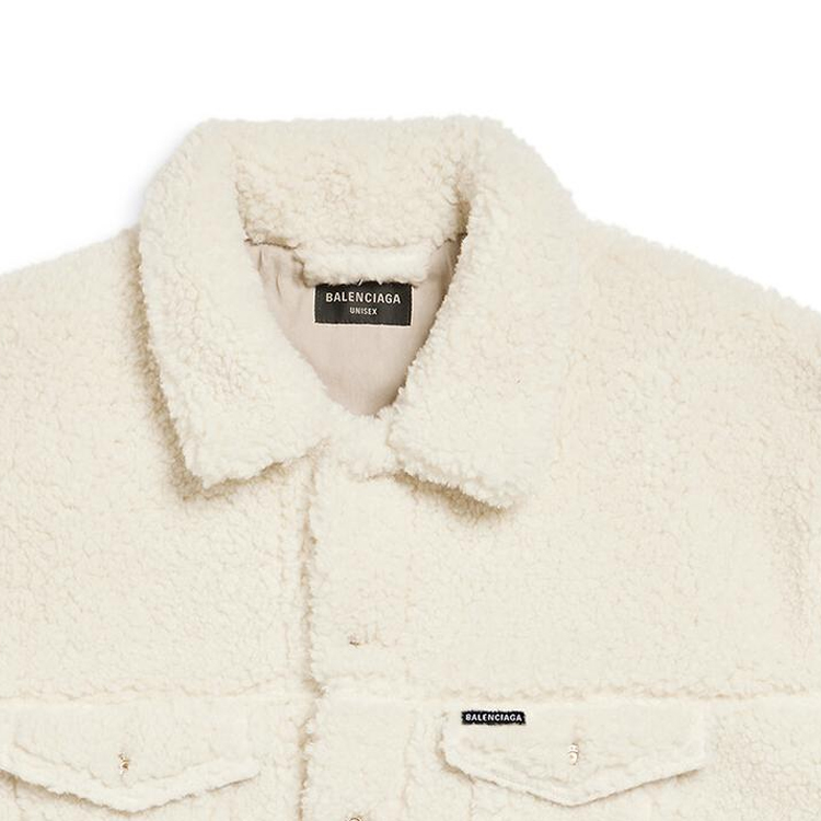 Balenciaga  Solid Color Square Neck Button Long Sleeve Jacket - Off White 774376TMQ269002 圖 7