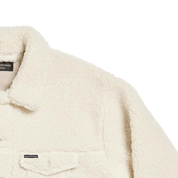 Balenciaga  Solid Color Square Neck Button Long Sleeve Jacket - Off White 774376TMQ269002 圖 8