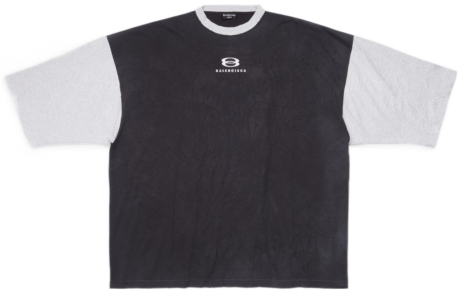 Balenciaga  Solid Color Wrinkled Cotton T-Shirt Grey. 699190TMVC81208