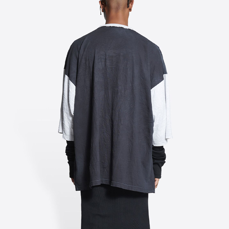 Balenciaga  Solid Color Wrinkled Cotton T-Shirt Grey. 699190TMVC81208 圖 5