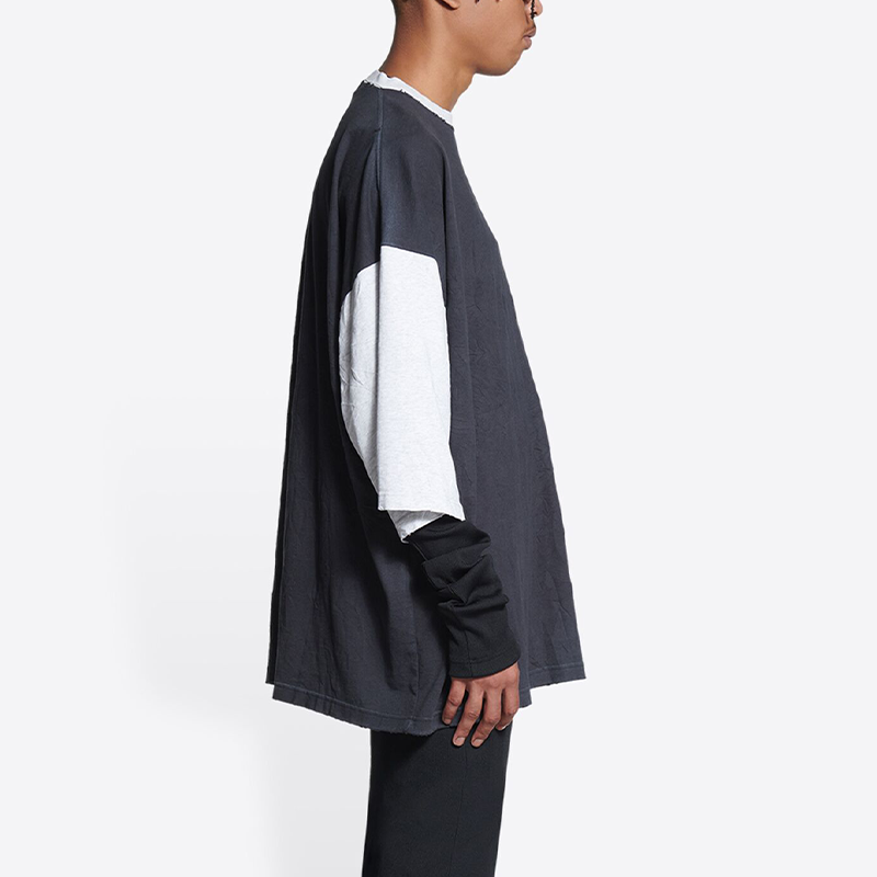 Balenciaga  Solid Color Wrinkled Cotton T-Shirt Grey. 699190TMVC81208 圖 7