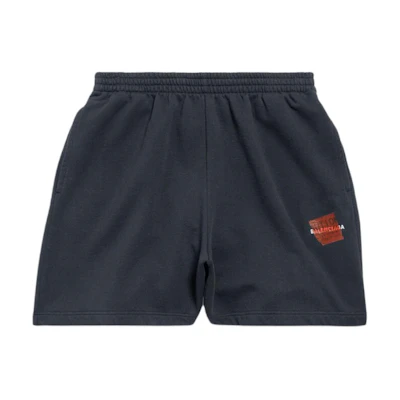Balenciaga Solid Elastic Waist Casual Shorts Loose Fit Dark Green. 826385TSVG18737