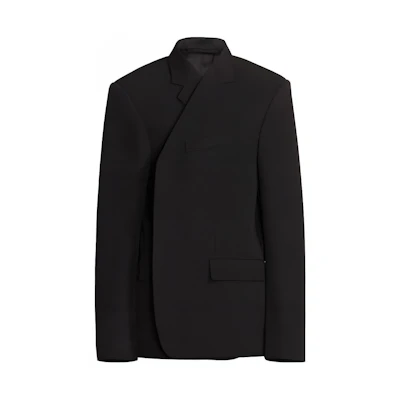 Balenciaga Solid Pocket Casual Long Sleeve Blazer Black 625501TIT171000Black