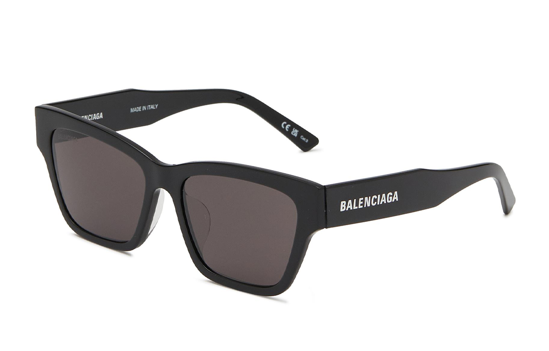 Balenciaga  Square Acetate Sunglasses Black with Logo Engraving. EHA013