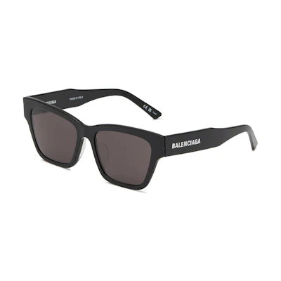 Balenciaga Square Acetate Sunglasses Black with Logo Engraving. EHA013