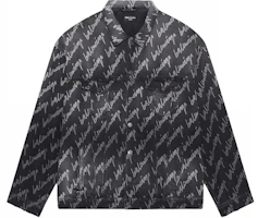 Balenciaga SS22 Allover Logo Printed Grey Denim Jacket. 681690TMW211052 Balenciaga SS22 Allover Logo Printed Grey Denim Jacket. 681690TMW211052