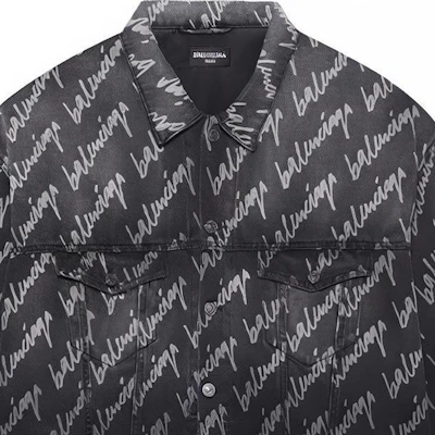 발렌시아가 SS22 올오버 로고 프린트 그레이 데님 재킷. 681690TMW211052 Sizing 발렌시아가 SS22 올오버 로고 프린트 그레이 데님 재킷. 681690TMW211052