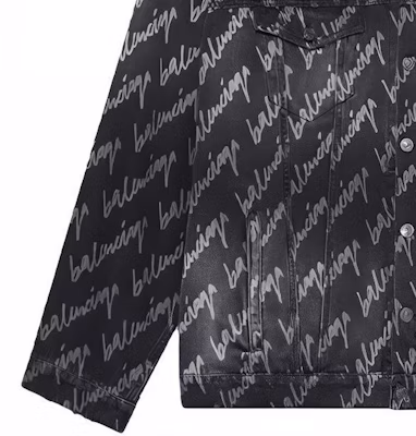 발렌시아가 SS22 올오버 로고 프린트 그레이 데님 재킷. 681690TMW211052 Cheap 발렌시아가 SS22 올오버 로고 프린트 그레이 데님 재킷. 681690TMW211052