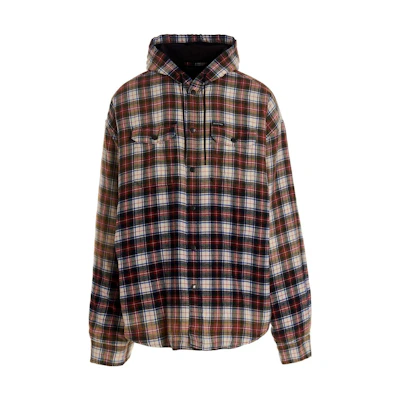 Balenciaga SS23 Check Detail Button-Up Long Sleeve Shirt Floral Print 699223TMM059783