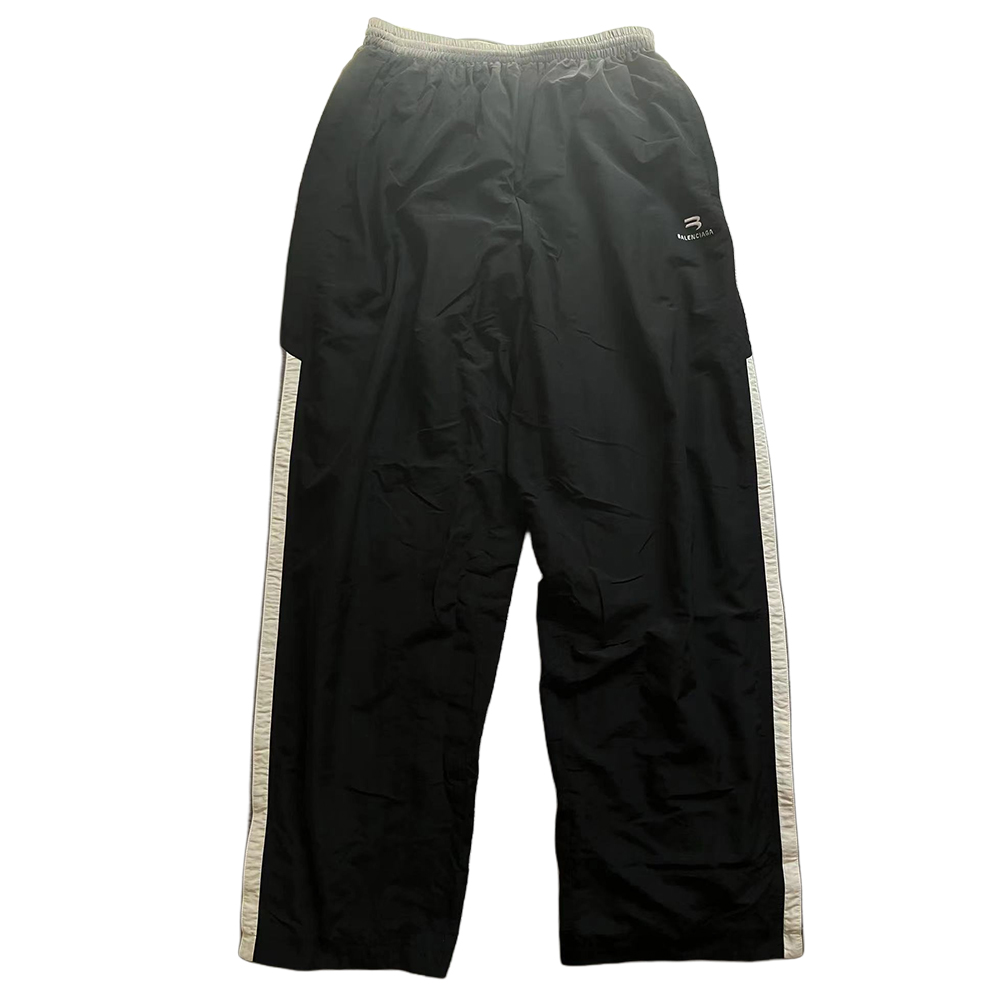 Balenciaga  Striped Colorblock Relaxed Straight Pants Black 681365TKO481000