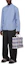 Lookbook Balenciaga Striped Logo Button-Up Long Sleeve Shirt Light Blue Relaxed Fit 642262TIMO14841