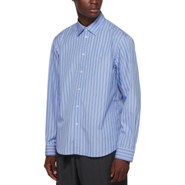 Balenciaga  Striped Logo Button-Up Long Sleeve Shirt Light Blue Relaxed Fit 642262TIMO14841 圖 4