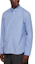 Shop Balenciaga Striped Logo Button-Up Long Sleeve Shirt Light Blue Relaxed Fit 642262TIMO14841